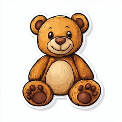 Obraz premium Adorable Brown Teddy Bear Cartoon Illustration