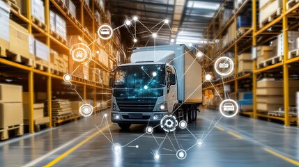 Warehouse efficiency explained aerial infographic on logistics and delivery solutions