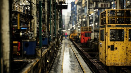 Industrial Factory Interior  Robotic Automation  Steel  Metal  Urban