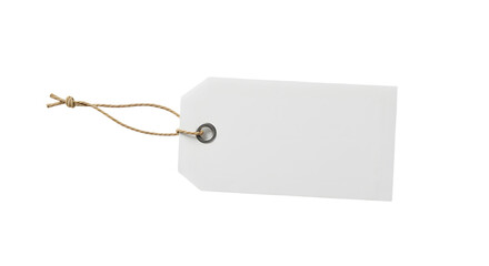 Blank price tag tied with string isolated, Blank price tag tied with string isolated on black background
