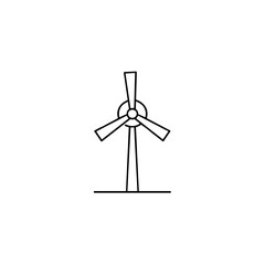 Wind turbine illustration in minimalist style on white background  