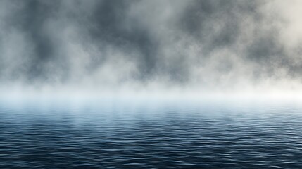 Fototapeta premium Calm body of water surrounded by mist and fog creating a tranquil environment in nature