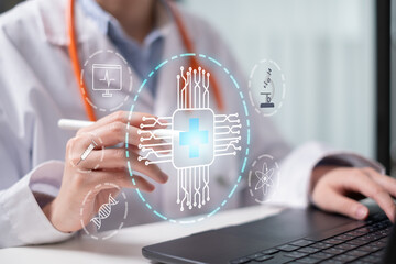 Doctor medical technology innovation artificial intelligence healthcare hospital science digital futuristic concept