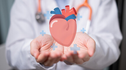 Doctor holding heart disease hospital care cardiologist medicine health stethoscope cardiology...