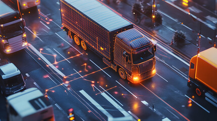 AI-driven fleet management system for optimizing vehicle routes and reducing fuel consumption in logistics.