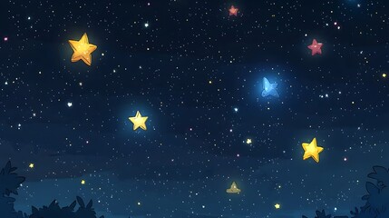 Night sky stars, cartoon view