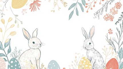 Easter Bunnies Floral Frame.