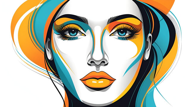 Abstract face vector art, illustration of face stylized artistic style, human abstraction art, surreal and bizarre portrait.