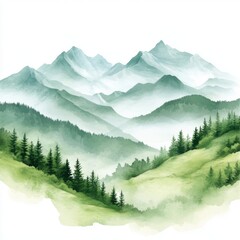 Mountain landscape serenity nature digital artwork tranquil environment aerial view calming concept