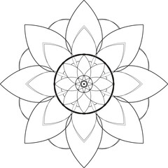 Indian Ornament black white card with mandala. Black white doodle mandala round asian pattern.
