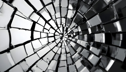 Naklejka premium A fractured mirror effect, reflecting countless abstract shapes