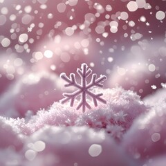Light pink background with snowflakes natural lighting beautiful and elegant