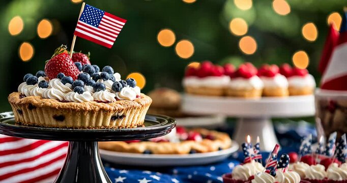 BBQ Dessert Table with Flag Theme