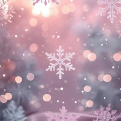 Light pink background with snowflakes natural lighting beautiful and elegant
