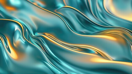 Fluid teal gold gradient abstract design with organic movement, studio lighting shadows for luxury branding, digital marketing, website headers, and modern art concepts.