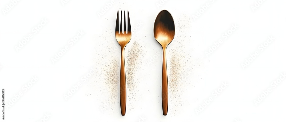 Aufkleber Beautifully crafted continuous line drawing of a sleek modern spoon and fork design with precise elegant strokes  This minimalist visually striking artwork is ideal for upscale restaurant branding