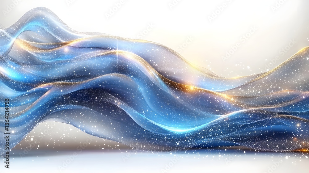 Leinwandbilder mesmerizing digital artwork featuring a beautifully flowing blue smoke like wave composed of shimmer