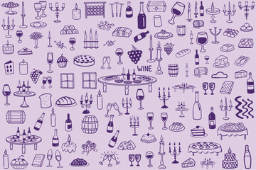 colorful collection of wine, desserts, and dining items, perfect for celebrations