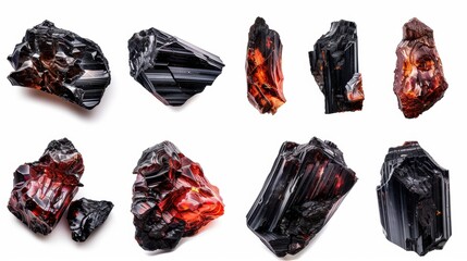 Vibrant Collection of Shiny Red and Black Natural Minerals and Crystals
