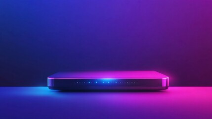 Modem glowing, purple-blue background, home network, internet connection