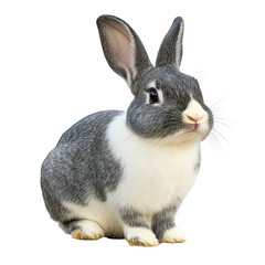 Fototapeta premium Adorable Bunny: A charming bunny with a fluffy coat and expressive eyes sits against a clean backdrop, capturing the essence of innocence and joy.