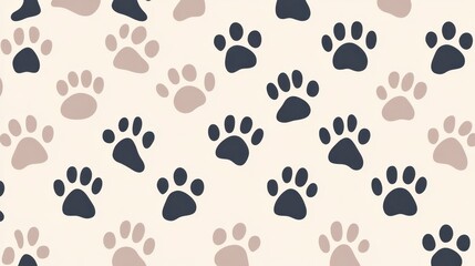 Dog Paw Prints Seamless Pattern Background.