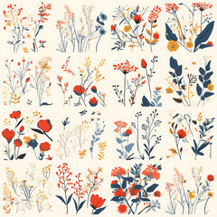 Fototapeta premium Floral flower vector Illustrations on white background
