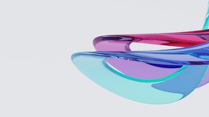 3D Abstract background on light background, gradient glass with dispersion, Iridescent design element for banner background.