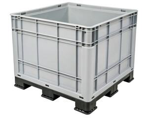 Sturdy plastic container designed for heavy-duty storage on a transparent background