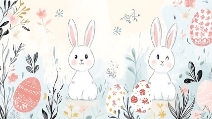 Easter Bunnies Floral Springtime. (3)