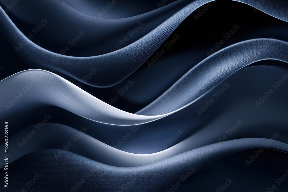 Canvas Prints elegant flowing waves of deep blue fabric textures in soft light