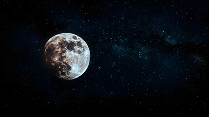 Fototapeta premium Detailed Pixelated Moon In Night Sky