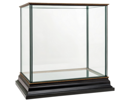 Elegant display case for showcasing items on a transparent background