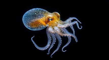 Obraz premium Colorful Pixelated Octopus Against Black Background