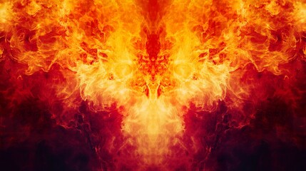 Fototapeta premium Dramatic fire and smoke effect glowing red and yellow colors exploding outwards with center space. 