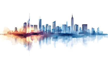 Naklejka premium Colorful Watercolor Cityscape Skyline
