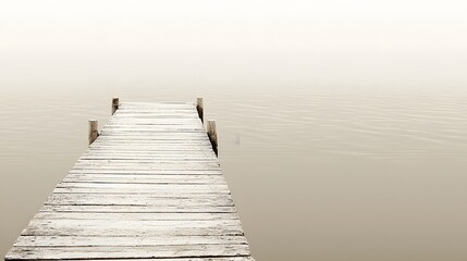 Fototapeta premium Scenic dock extending into calm water surrounded by trees and natural beauty under soft light in a park