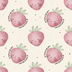Seamless pattern with cartoon strawberries. colorful illustration. hand drawing, flat style. design for fabric, print, textile, wrapper