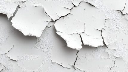Aged white concrete wall background shows a rough, cracked texture with a dirty, weathered surface pattern