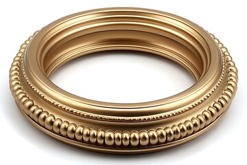 Gold Frame Circle on White Background