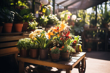 flowers shop on background
