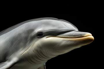 Fototapeta premium Asian freshwater dolphin (Indus river dolphin), smooth skin, gentle expression, isolated.