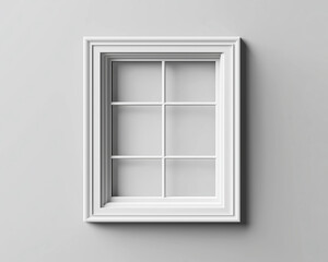 Clean White Interior Window with Square Grid on a Light Gray Wall, Modern Design