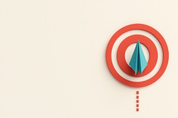 Paper Airplane Flying Towards a Red Target on Textured Background