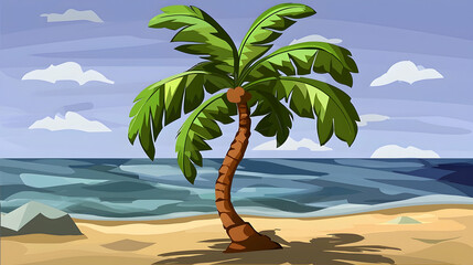 Naklejka premium Tropical beach palm tree ocean summer vacation paradise postcard