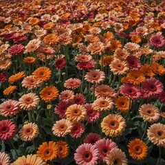 A farm of neat rows of gerbera daisies in every color imaginable.