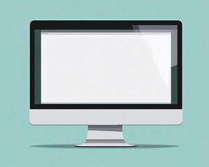 Fototapeta premium Minimalist Desktop Computer with Blank Screen on Light Blue Background