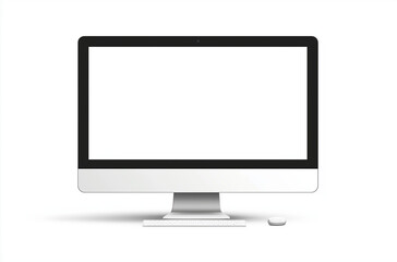 Modern Desktop Computer Setup on White Background with Keyboard and Mouse