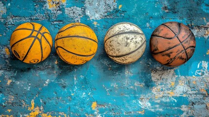A collection of basketballs piled together displaying their unique textures and colors on a court ready for intense competition