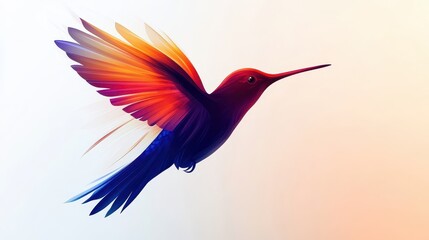 Obraz premium Colorful Hummingbird Flying with Nature Art, and Bird.